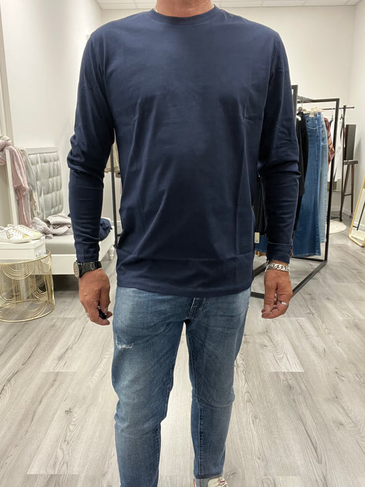 Gianni Lupo T-Shirt Manica Lunga Blu Navy