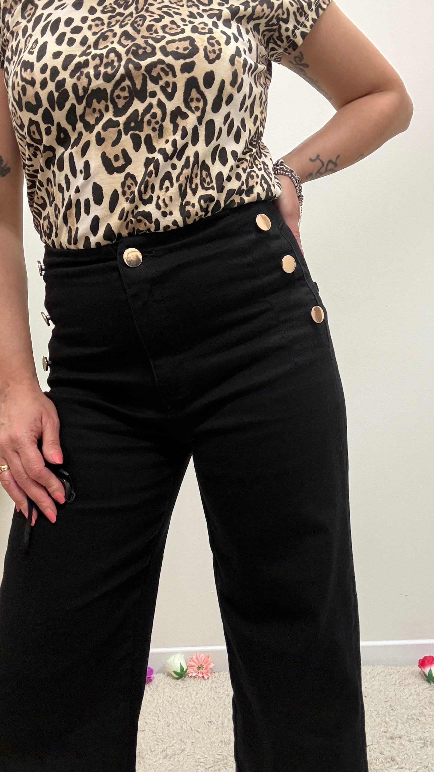 Pantaloni vita alta con bottoni Extasy