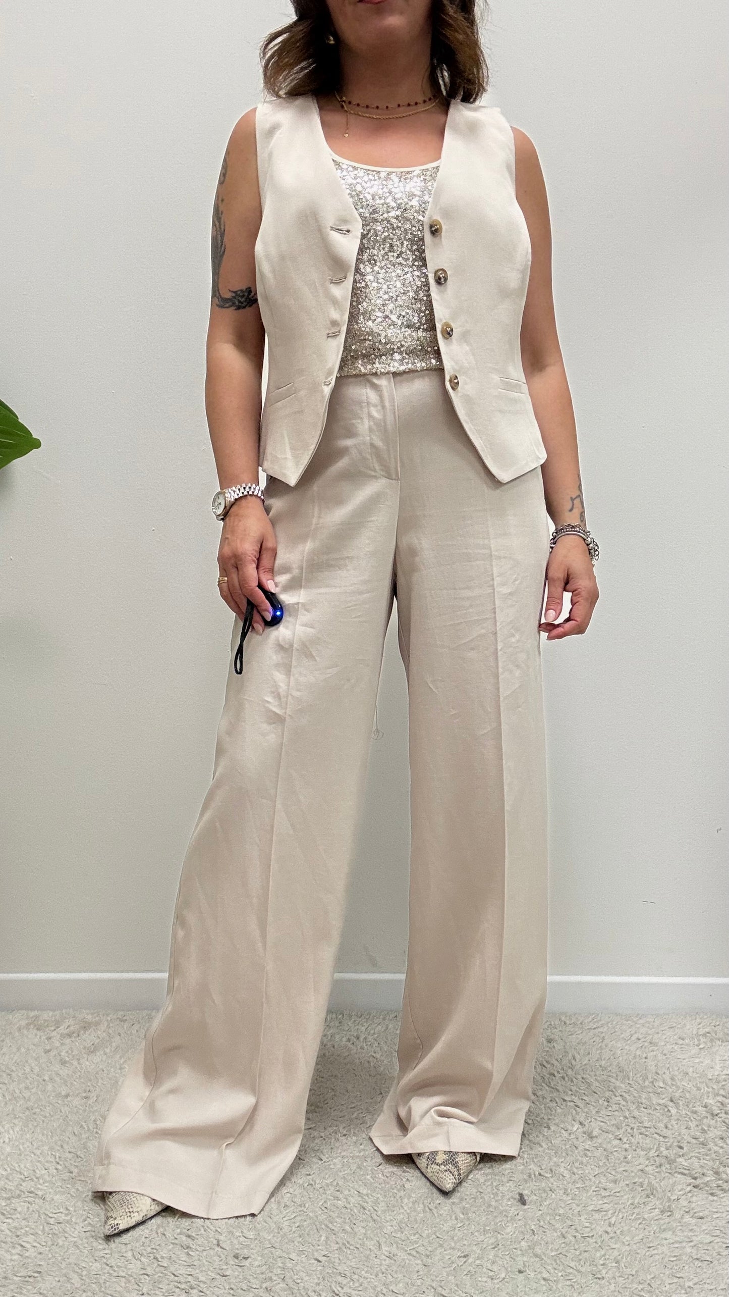 Completo Gilet e Pantalone Beige Motel