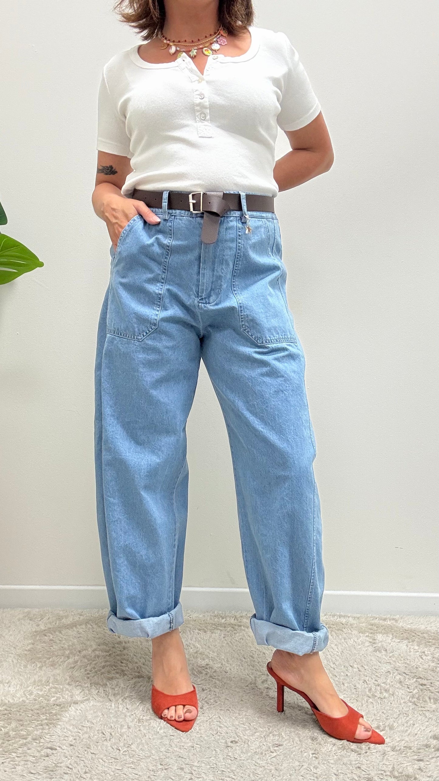 Pantaloni ovetto stellina in Chambray Susy Mix