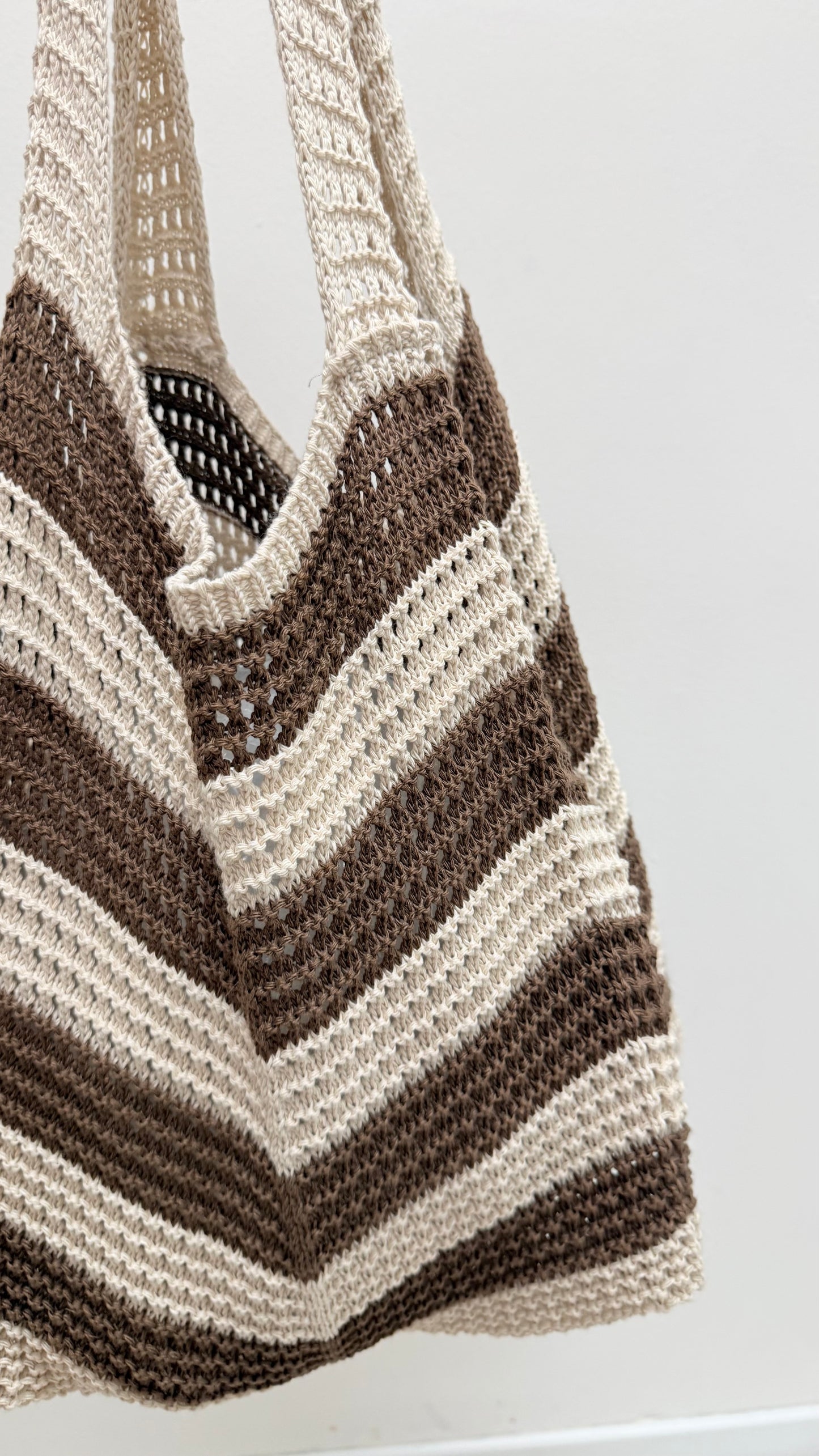Borsa tricot riga moro e tortora Memoire