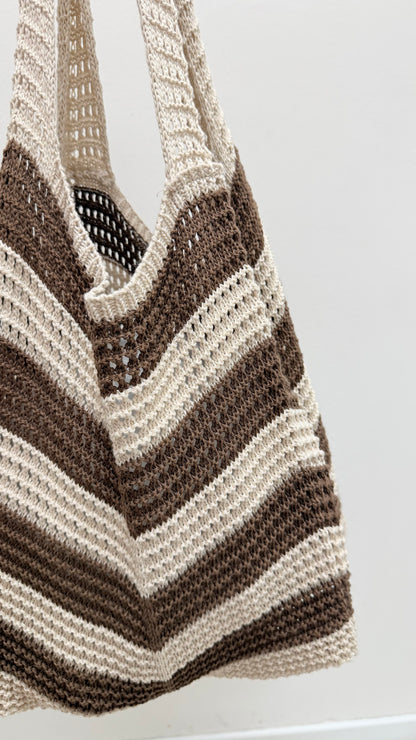 Borsa tricot riga moro e tortora Memoire