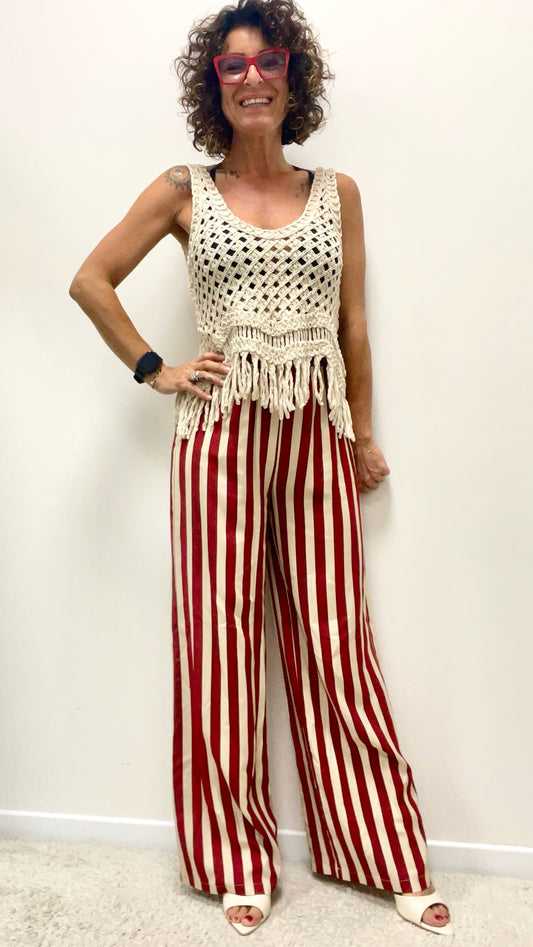 Pantalone Palazzo Righe Rosse HaveOne