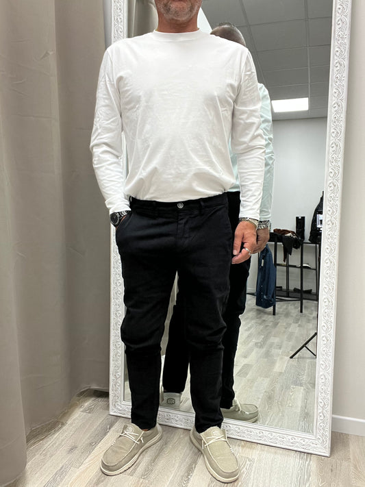 Gianni Lupo Pantalone Chinos Uomo Modello Tahoma Nero