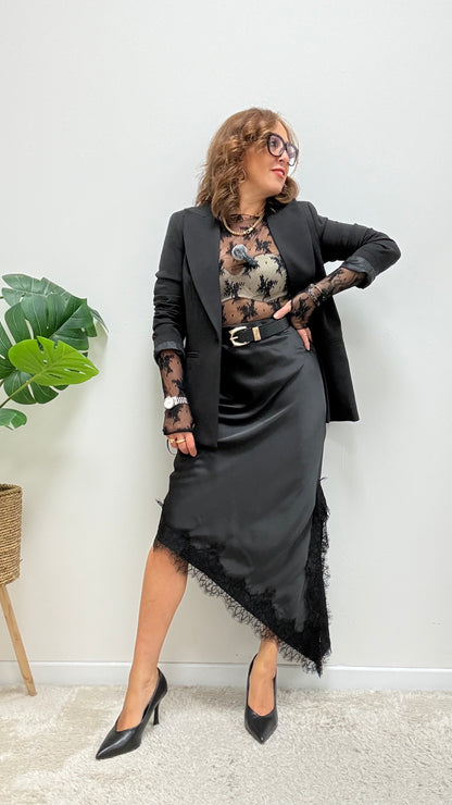 Longuette con Pizzo Asimmetrica Nero HaveOne Art.GMA-R040