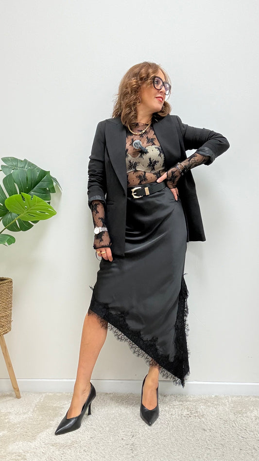 Longuette con Pizzo Asimmetrica Nero HaveOne Art.GMA-R040
