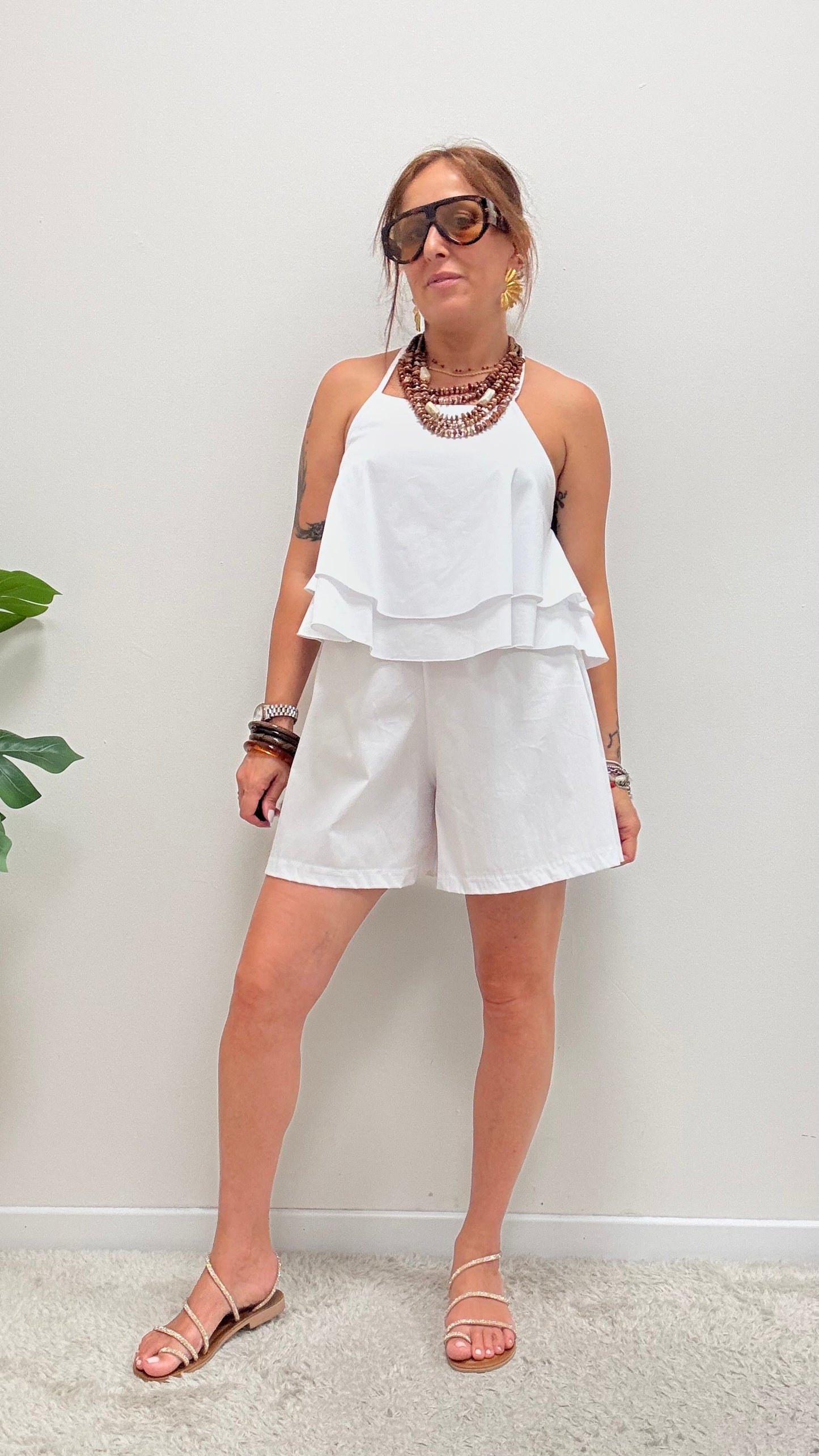 Shorts farfalla cotone My-d bianco