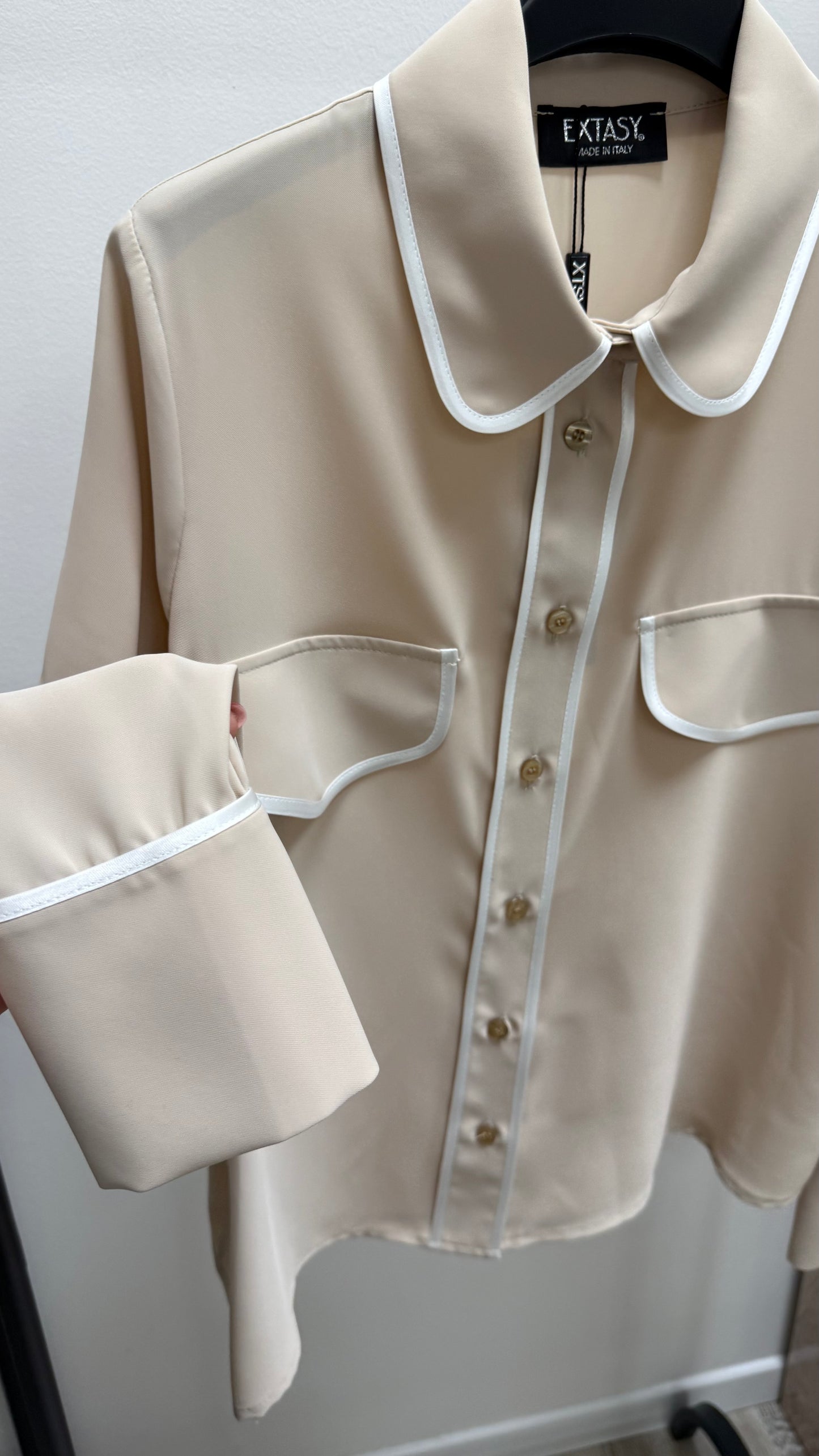 Camicia bon ton profili Extasy beige