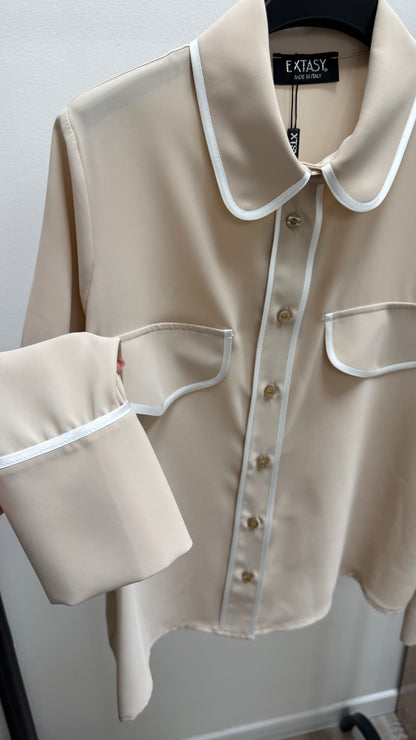 Camicia bon ton profili Extasy beige