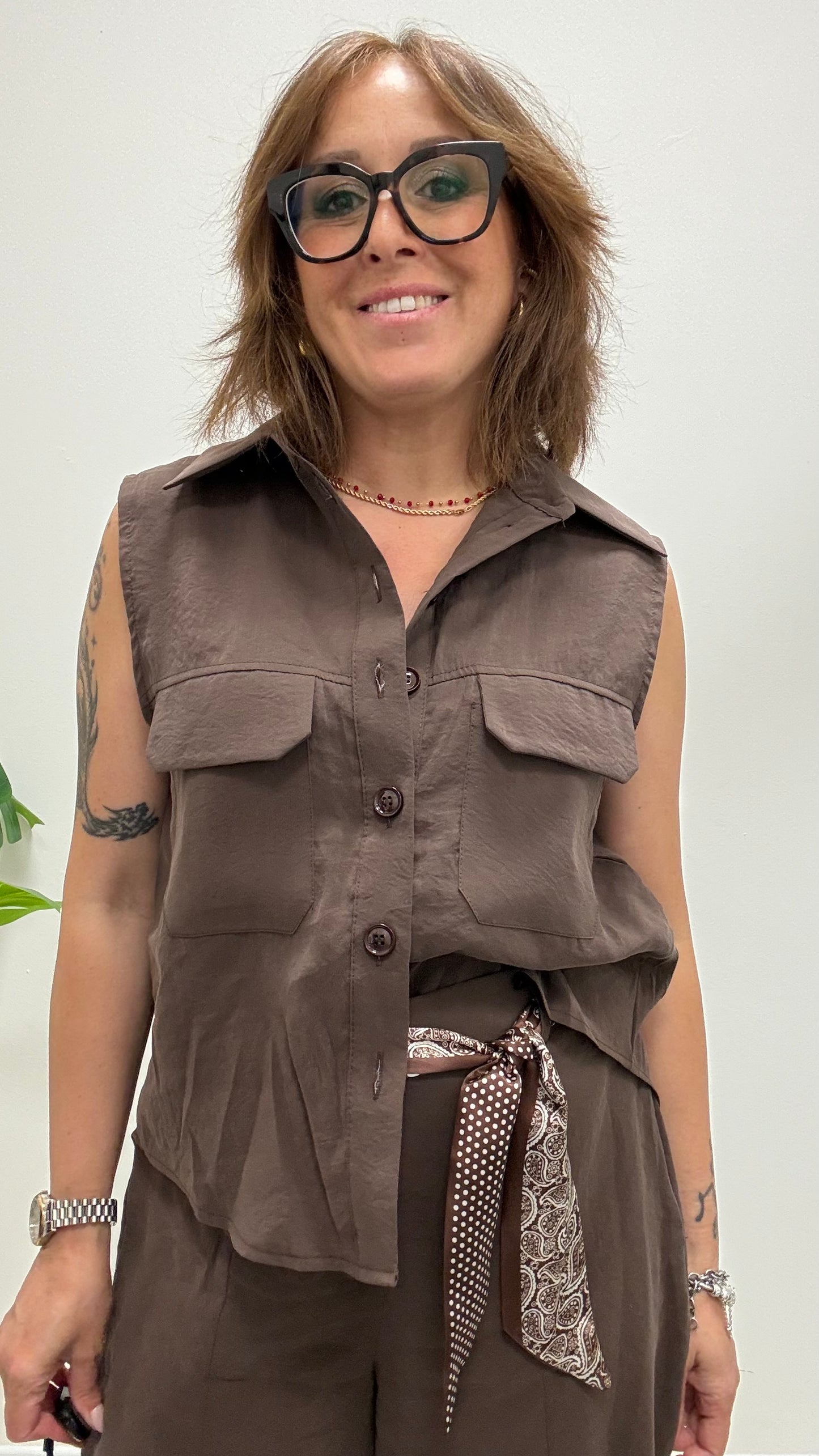 Camicia smanicata cupro moro Extasy