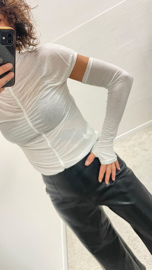 Maglia in misto cachemire con manicotti Susy Mix burro
