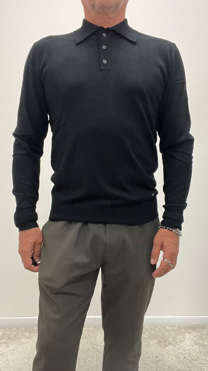 Polo in Lana Rasata Nera Gianni Lupo Art.GL508S