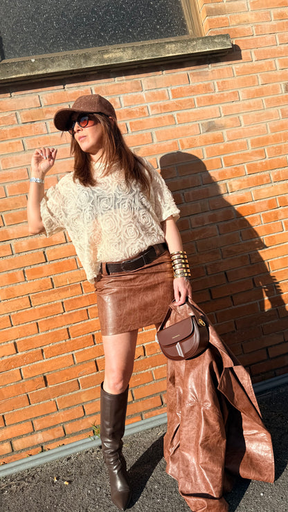 Gonna mini ecopelle martellata Haveone