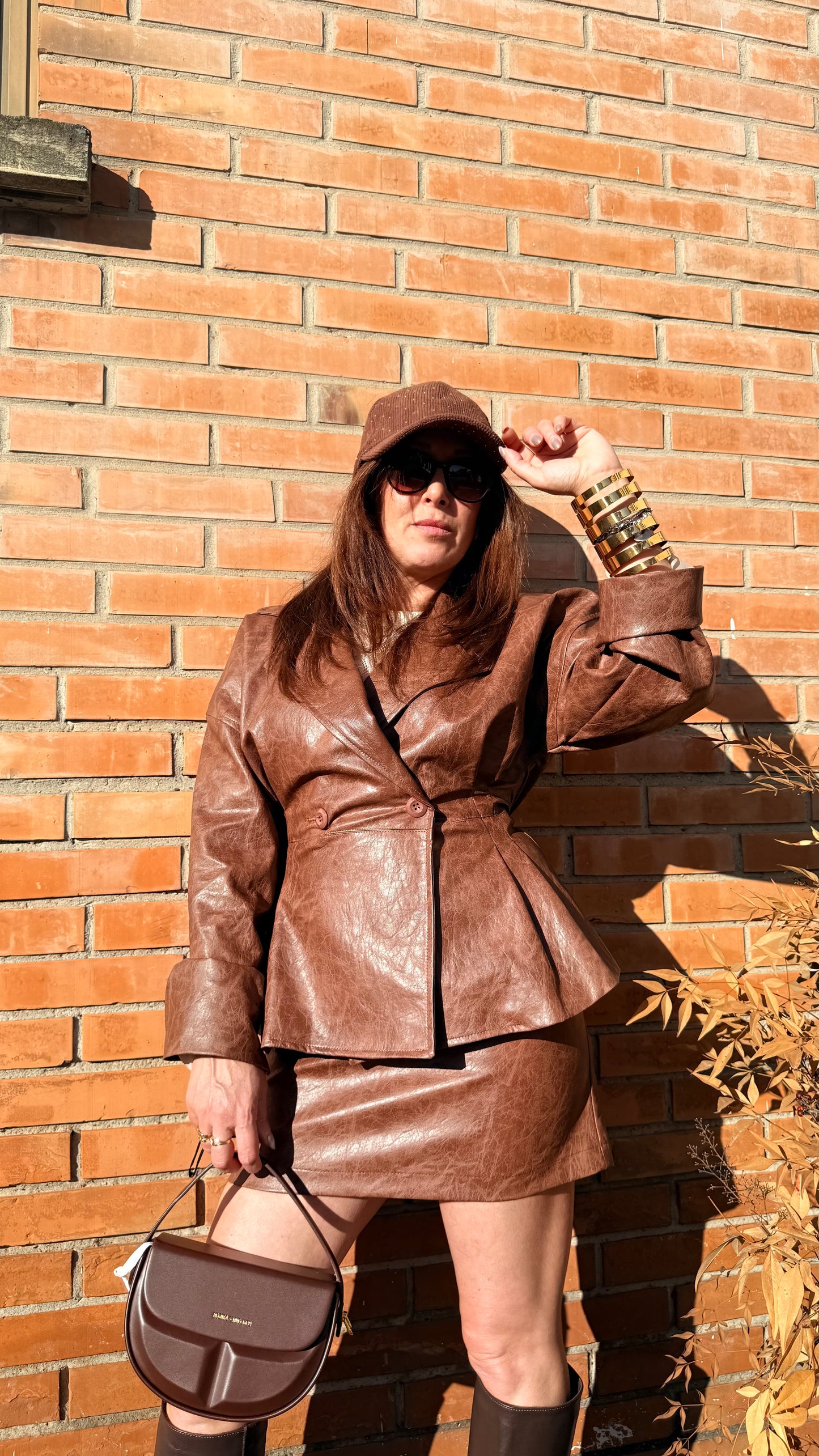 Gonna mini ecopelle martellata Haveone