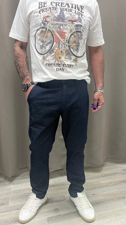 Pantalone Chinos Jeans Blu Gianni Lupo