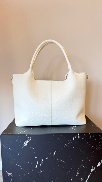 Borsa con pochette in ecopelle latte Memoire