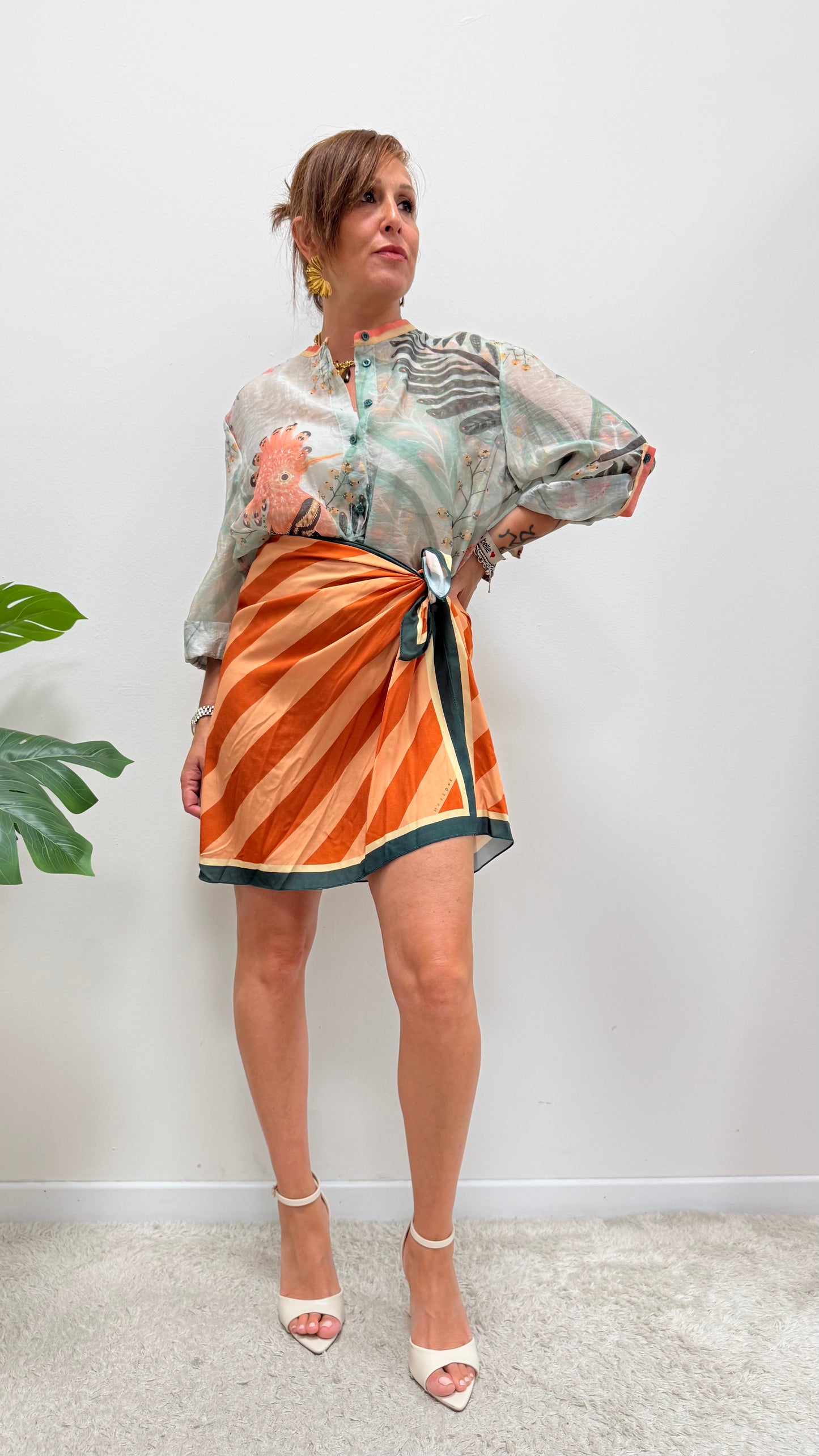Gonna Pareo Corta riga arancio chiaro scuro HaveOne Art.GVS-Q271