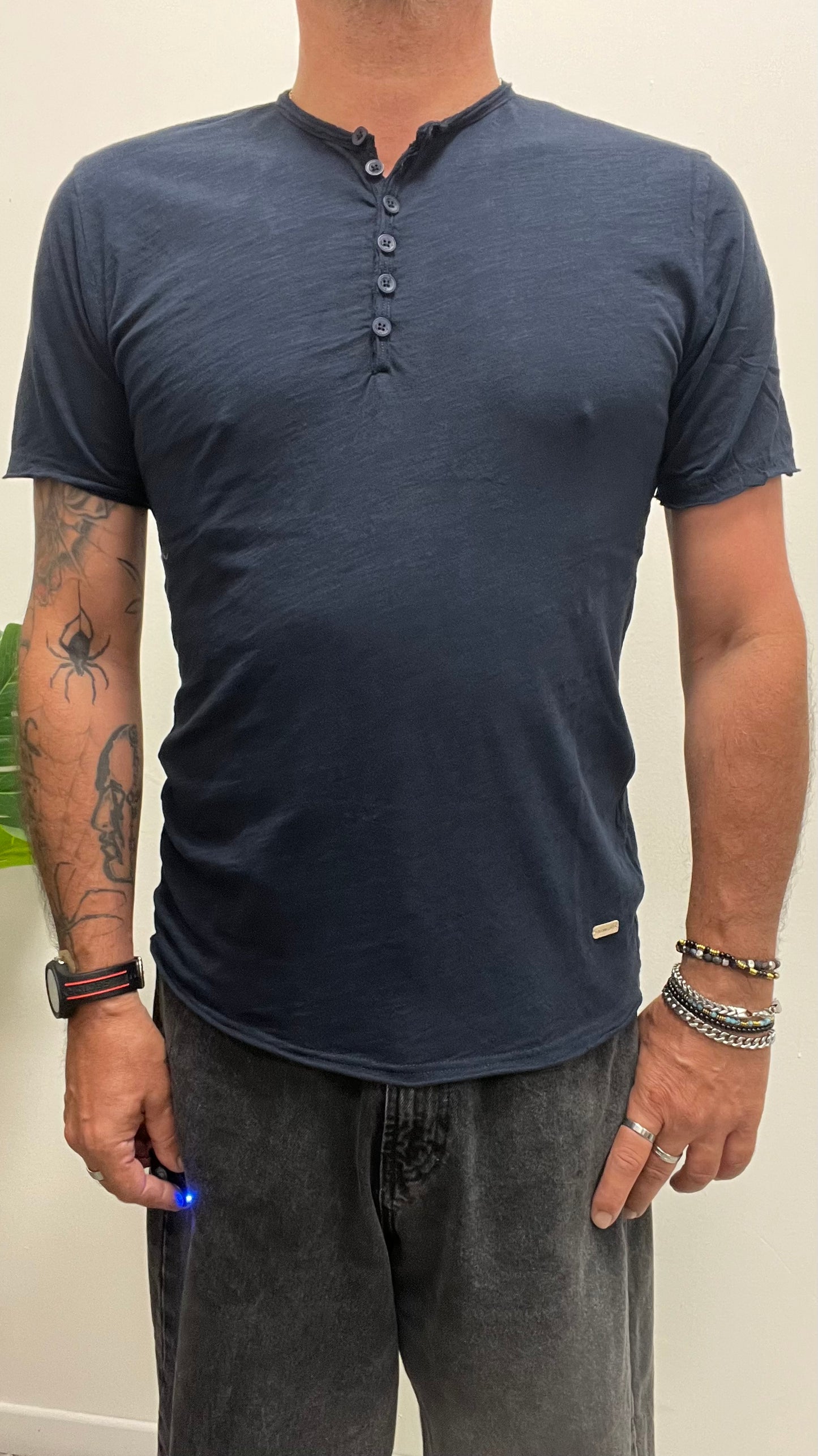 T-Shirt Serafino Blu Navy Gianni Lupo