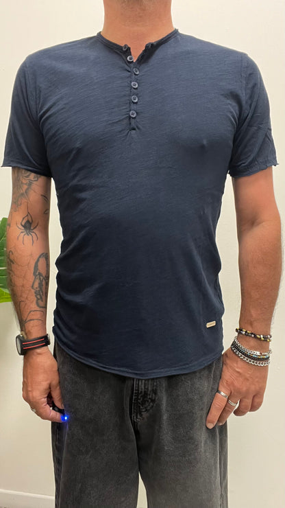 T-Shirt Serafino Blu Navy Gianni Lupo