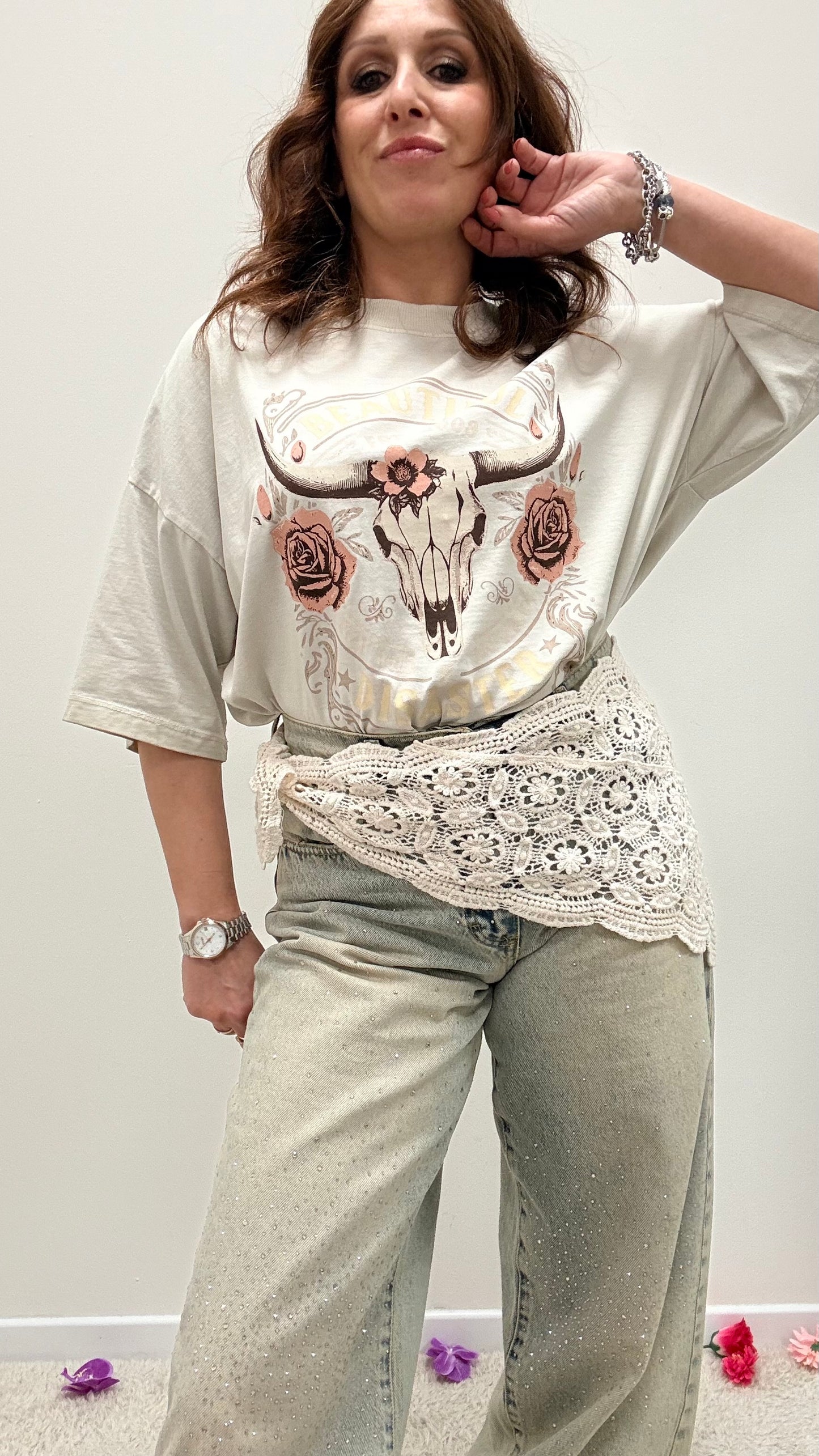 Bandana pizzo macramè burro Memoire