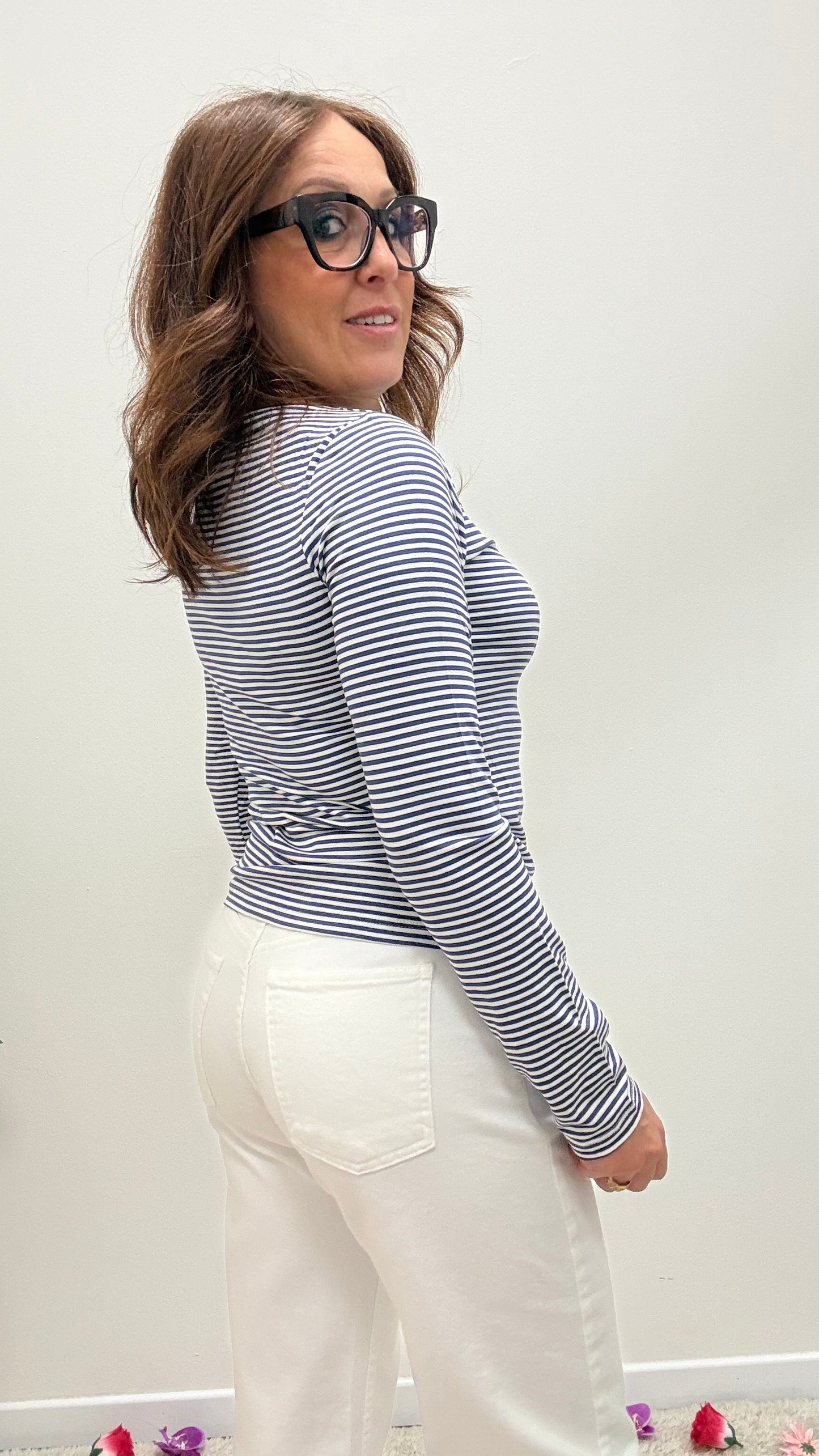 Maglia scollo a barca righe Haveone blu