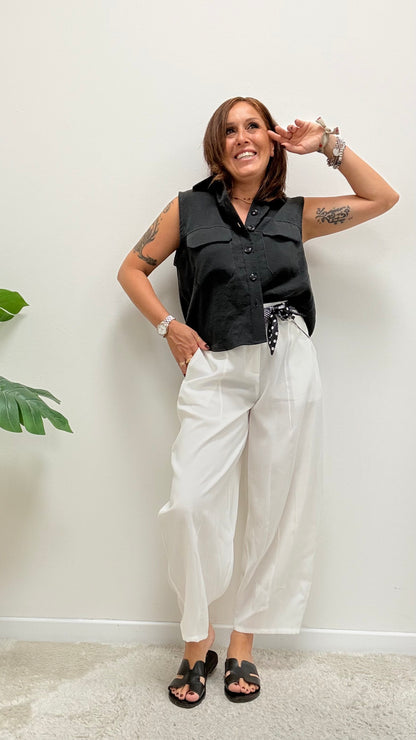 Camicia smanicata cupro nero Extasy