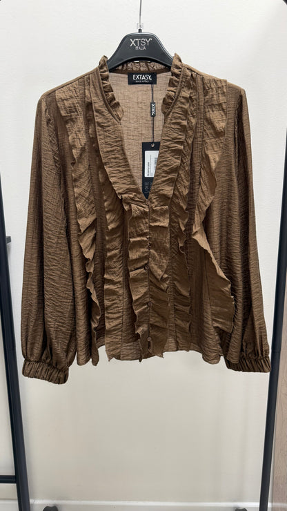 Camicia rouches Extasy bianca moro