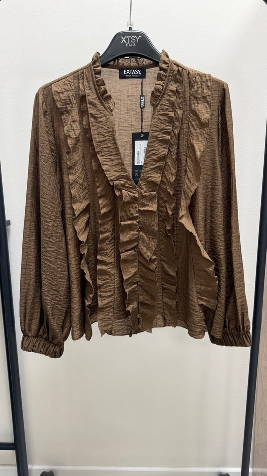 Camicia rouches Extasy bianca moro