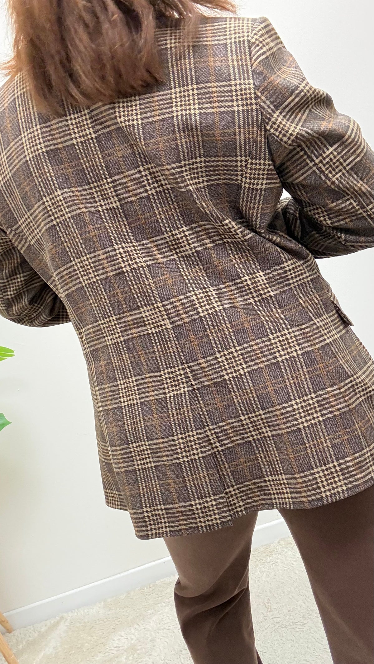 Blazer donna Tartan con dettaglio piume Motel