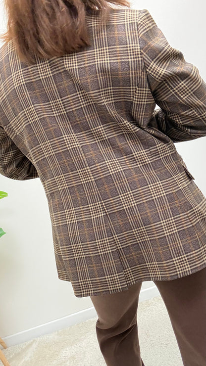 Blazer donna Tartan con dettaglio piume Motel