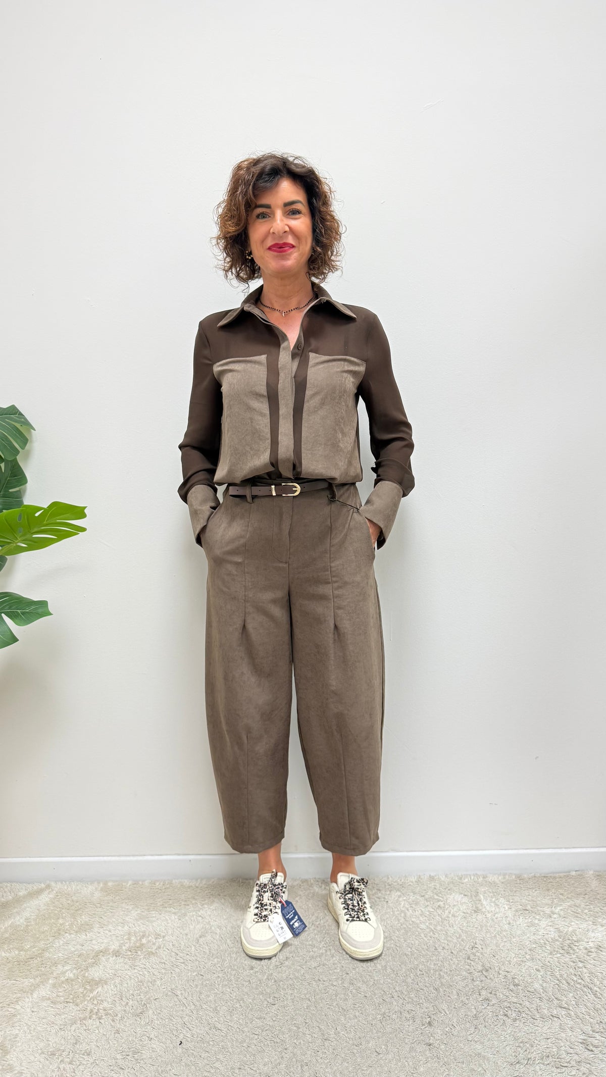 Camicia tulle effetto scamosciato con inserti Extasy