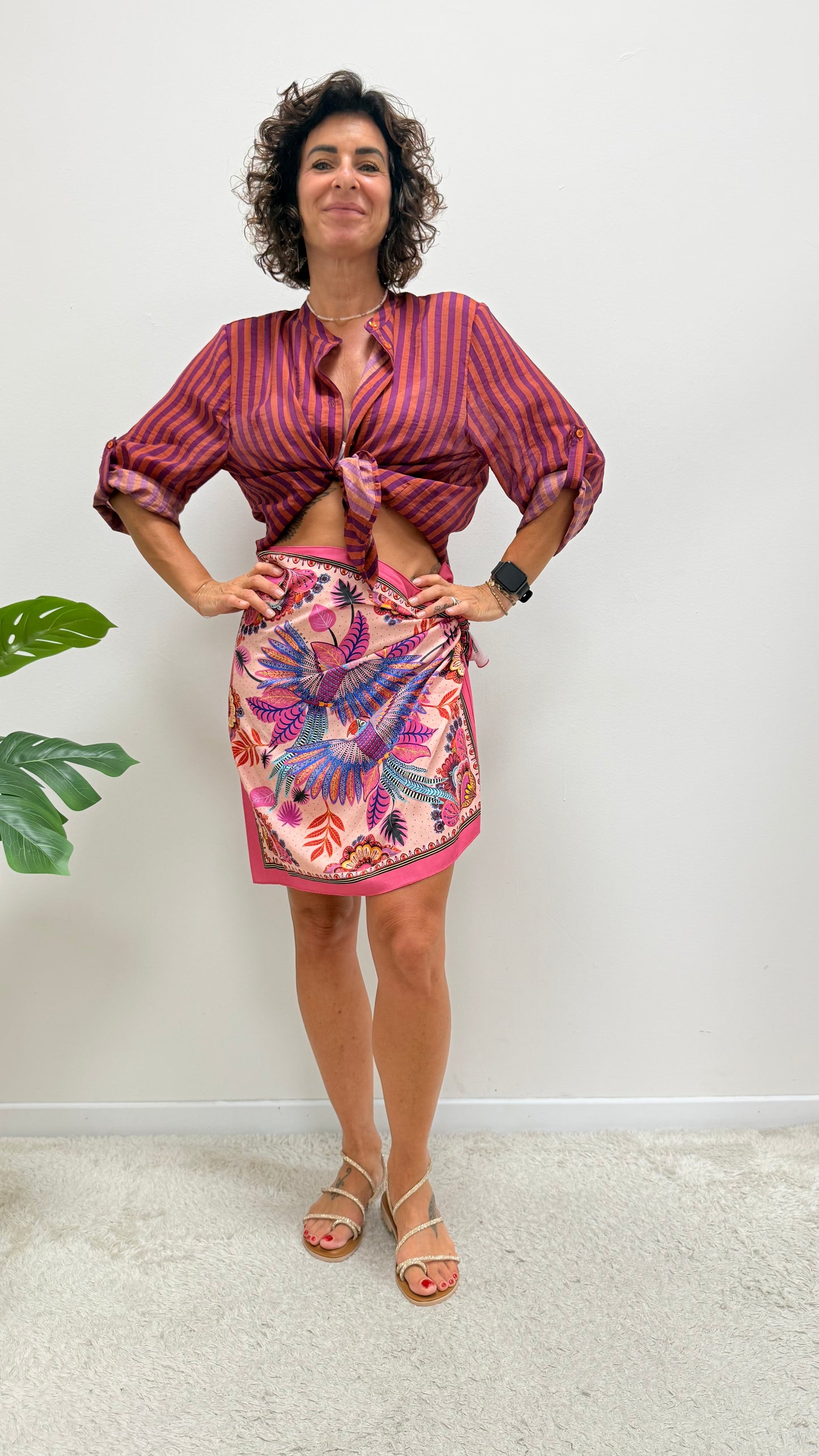 Gonna Pareo Corta pappagalli fucsia HaveOne Art.GVS-Q261