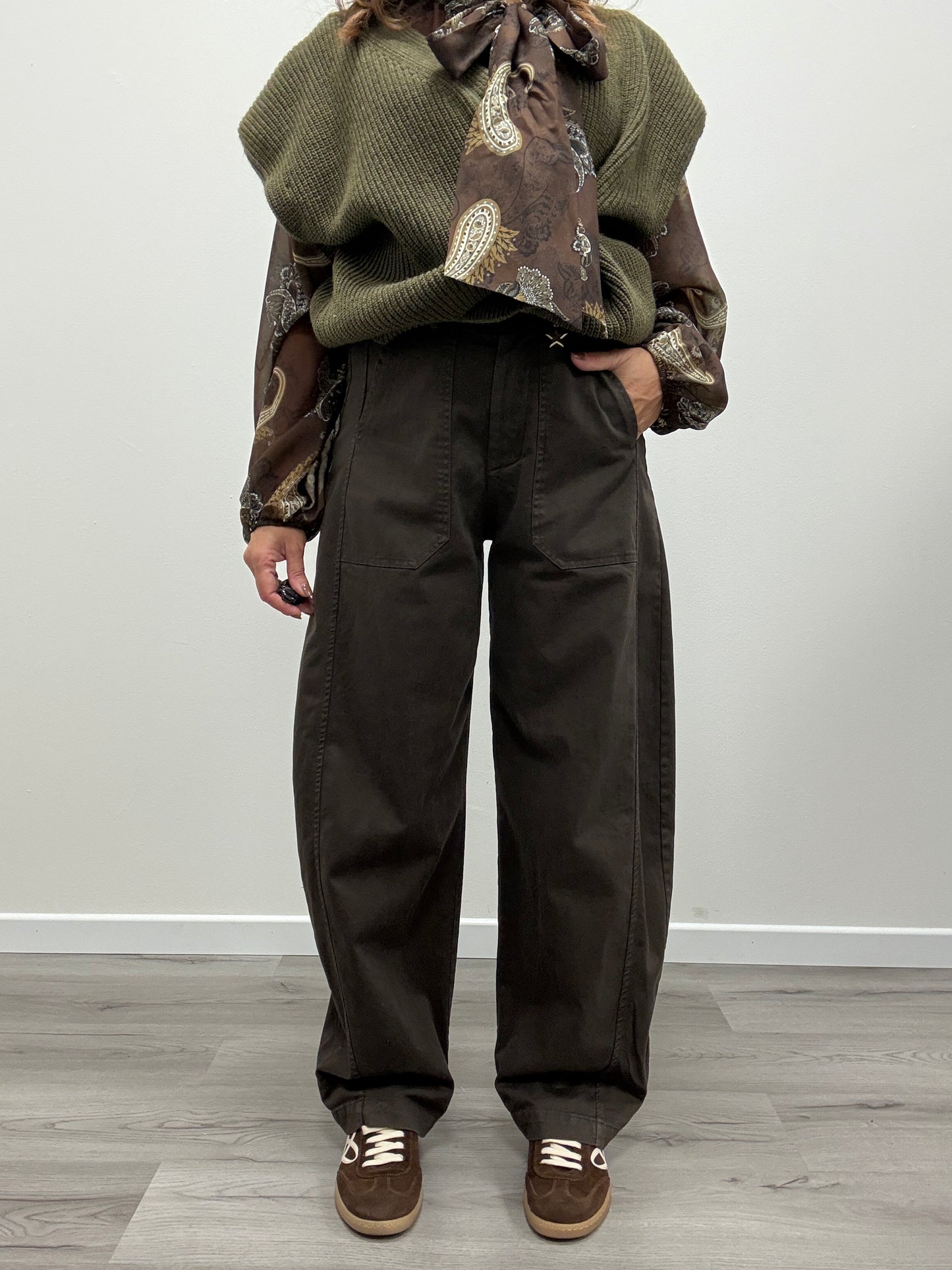 Pantaloni ovetto con cintura moro Susy Mix