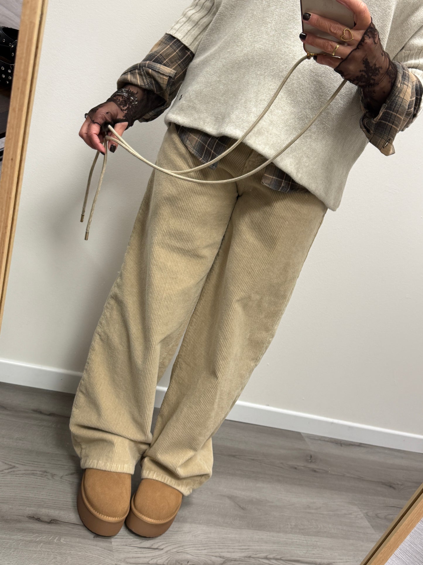 Pantalone Bella Beige in Velluto Haveone