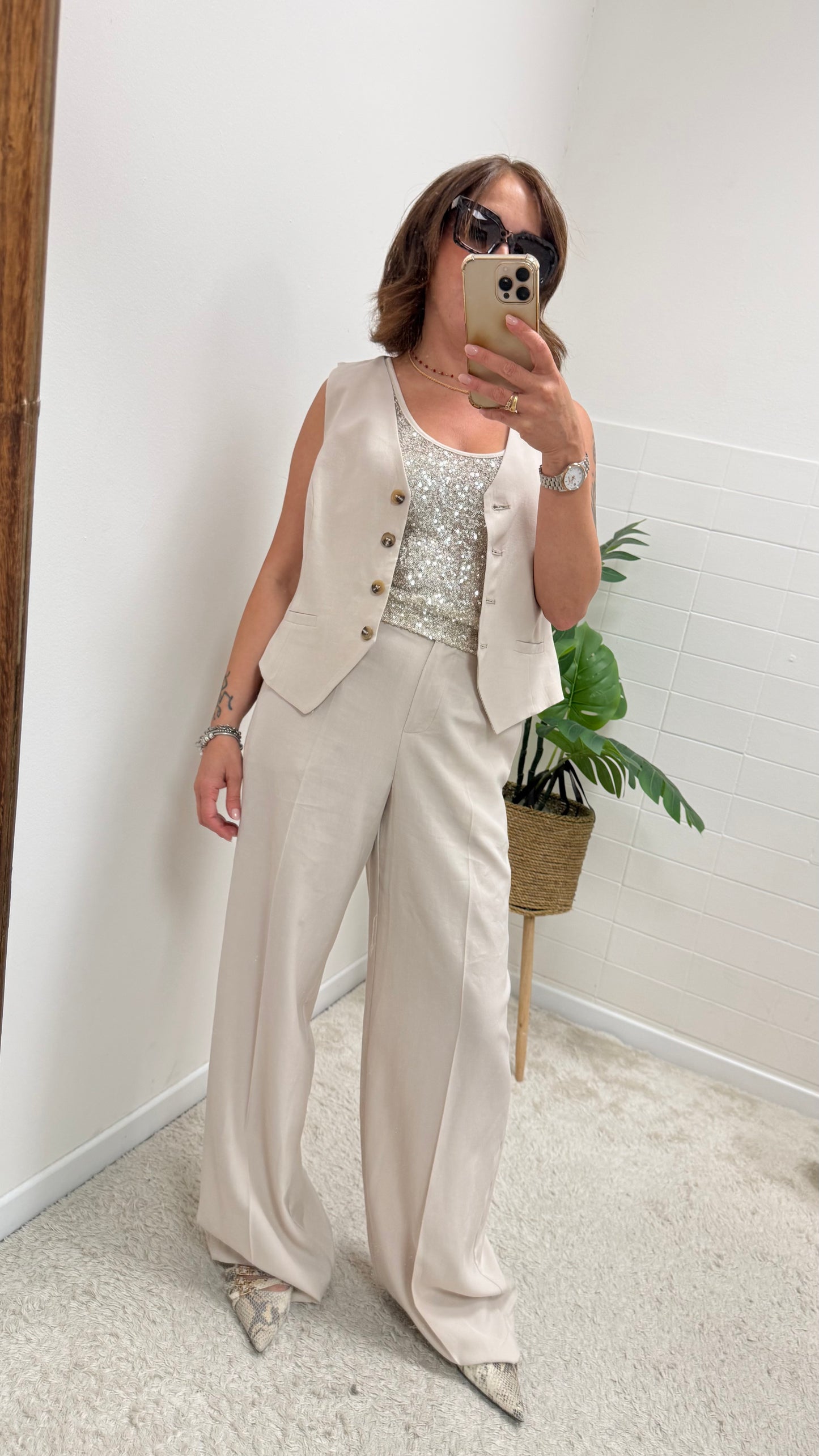 Completo Gilet e Pantalone Beige Motel