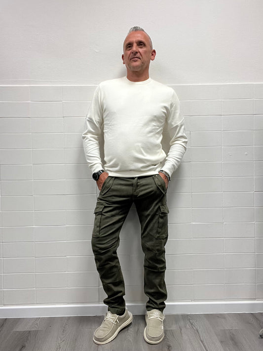 Pantalone Cargo Slim Fit Verde Militare Gianni Lupo