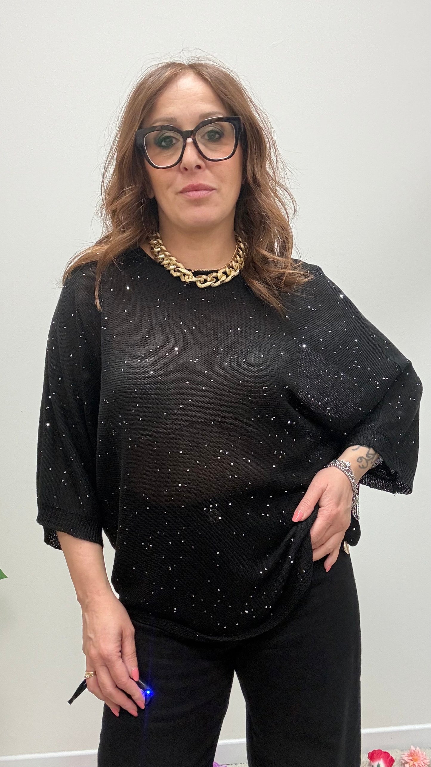Maglia pipistello paillettes Extasy