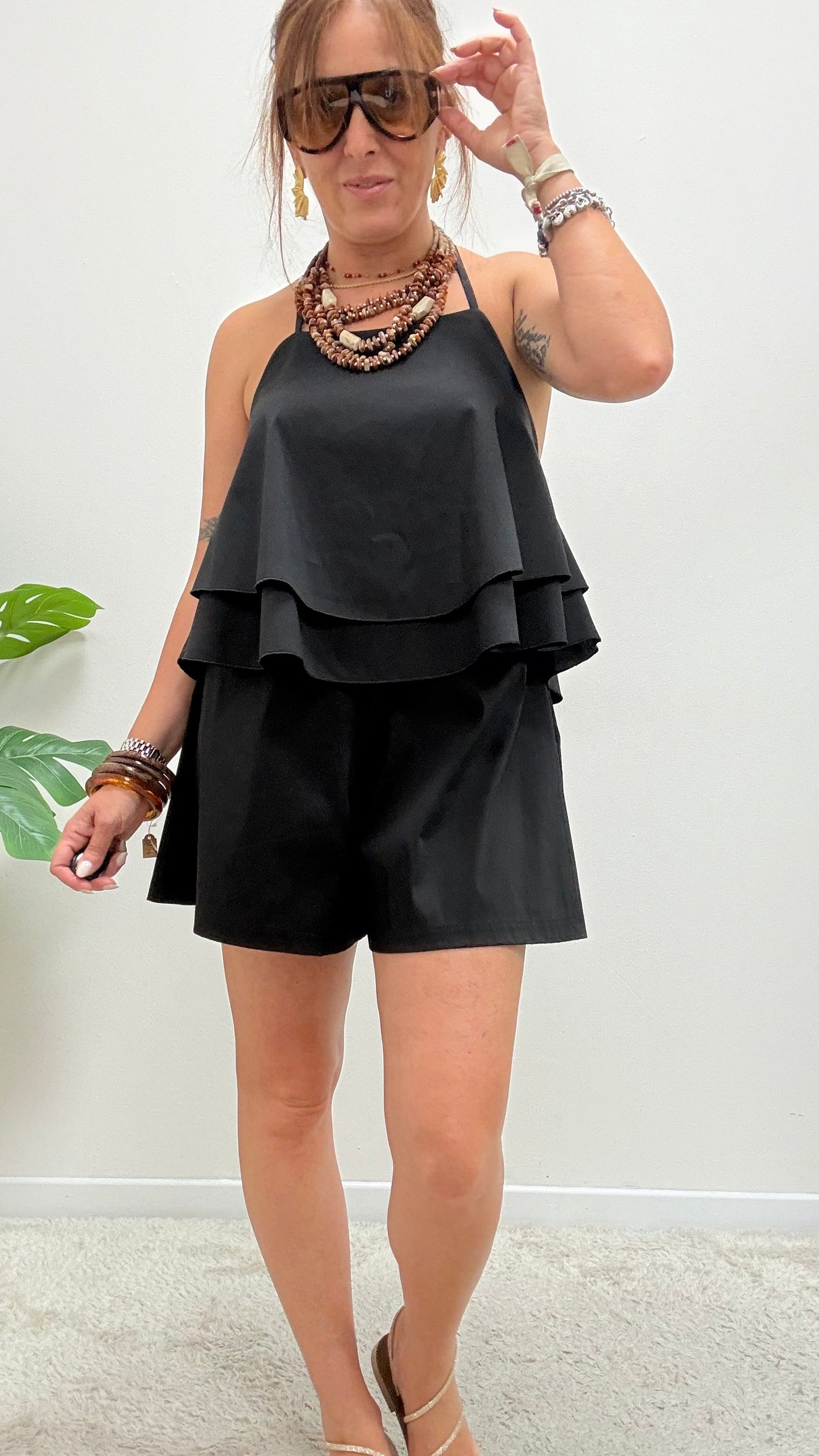 Shorts farfalla cotone My-d nero