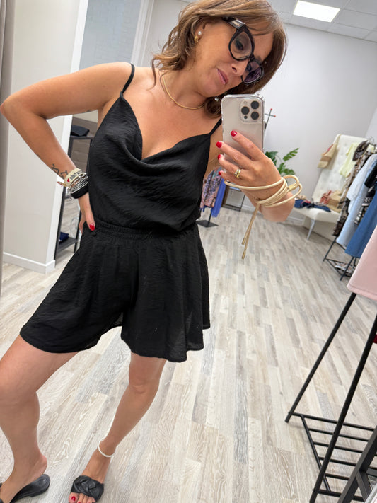 Haveone top in viscosa goffrata nero