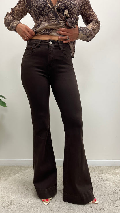 Pantaloni zampa cotone moro Extasy