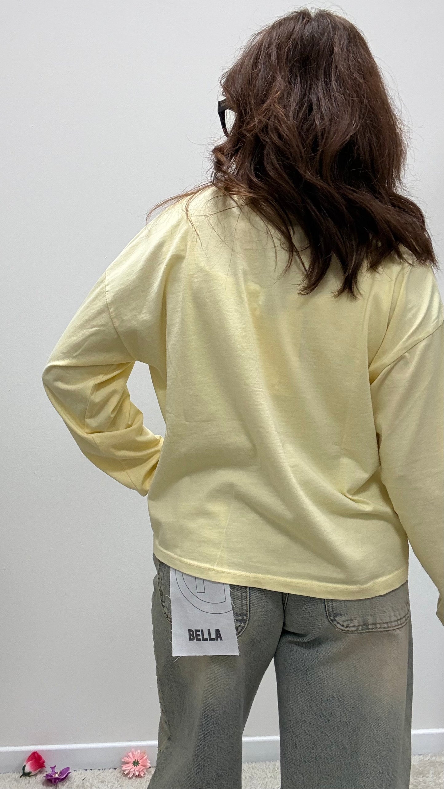 Basica manica lunga cotone Haveone giallo