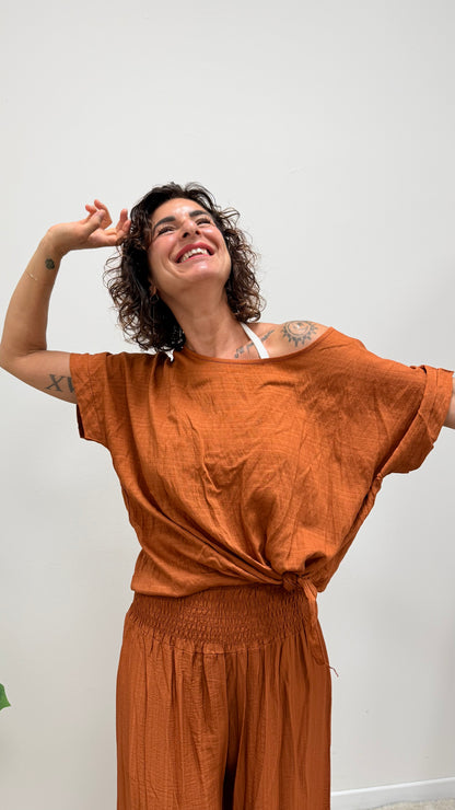Blusa con nodo Extasy arancio