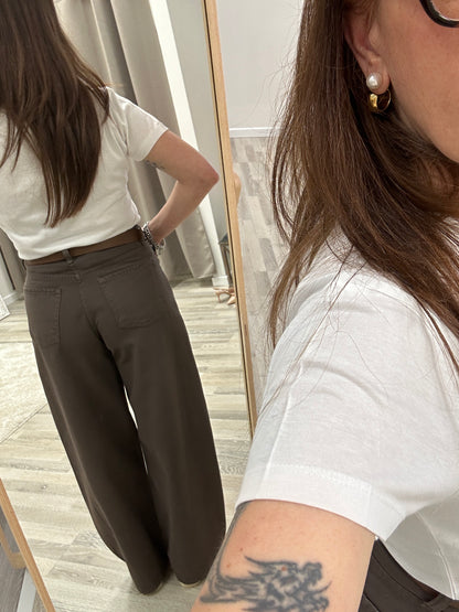 Susy mix pantaloni gamba larga moro