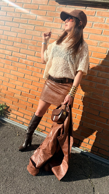 Gonna mini ecopelle martellata Haveone