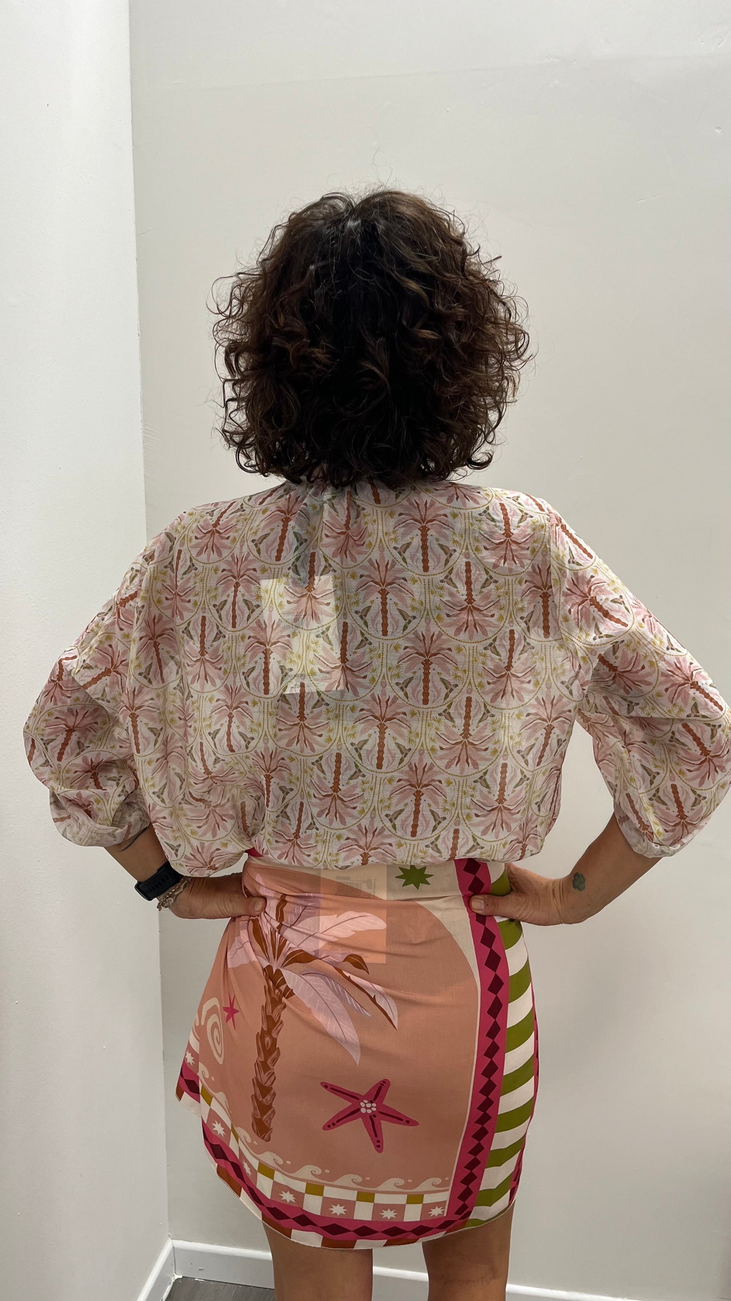 Camicia fantasia palmine rosa HaveOne Art.CSV-Q508