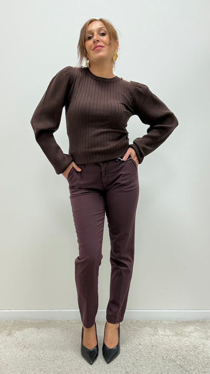 Pantalone Chino cotone bordeaux Extasy