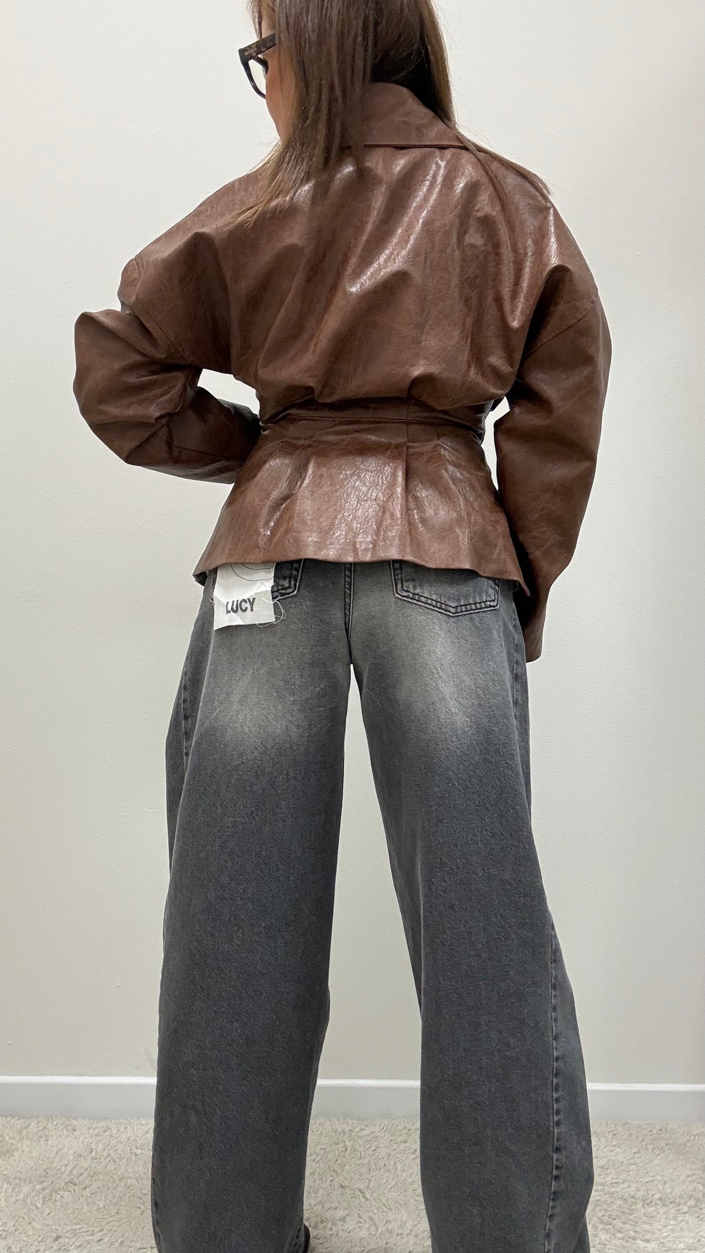 Giacca corsetto ecopelle martellata avvitata Haveone