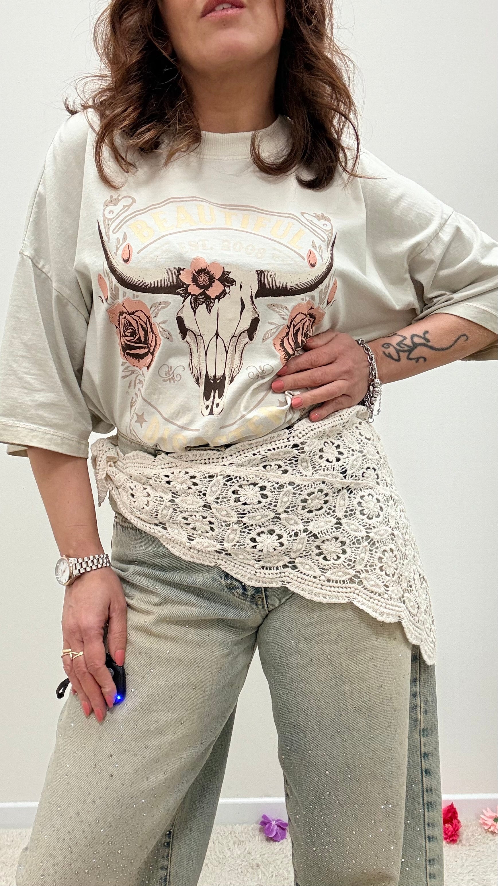 Bandana pizzo macramè burro Memoire