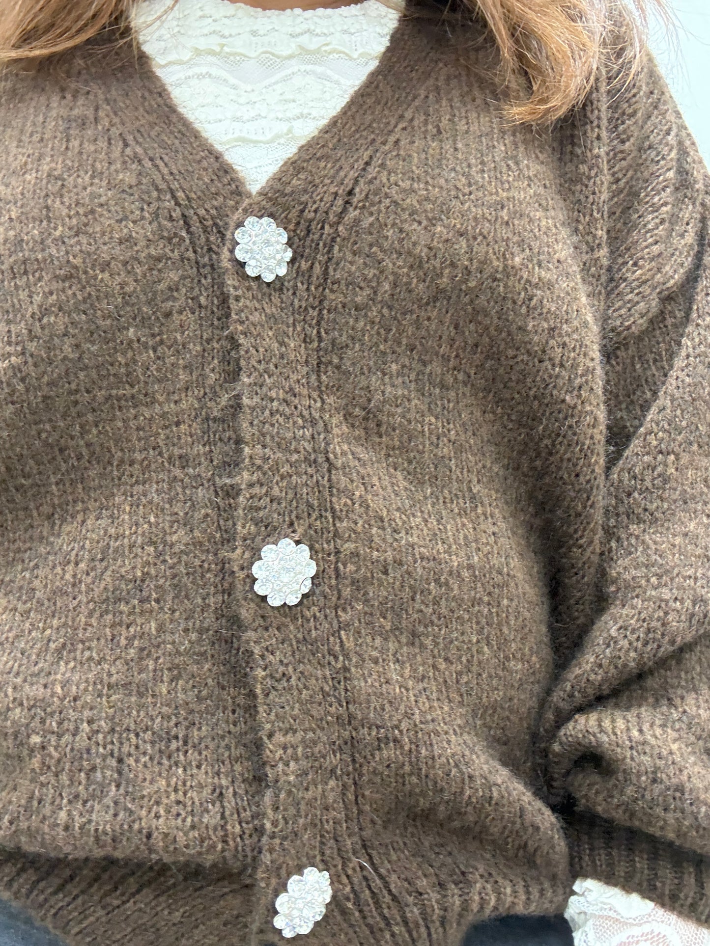 Cardigan gioiello Strass Haveone moro