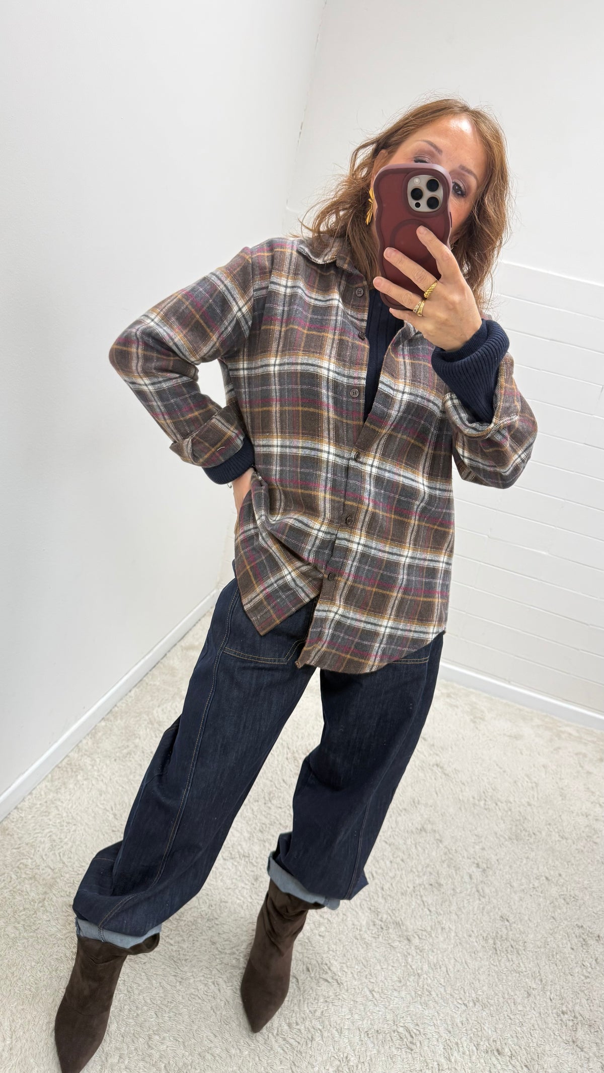 Camicia check moro e bordeaux Memoire